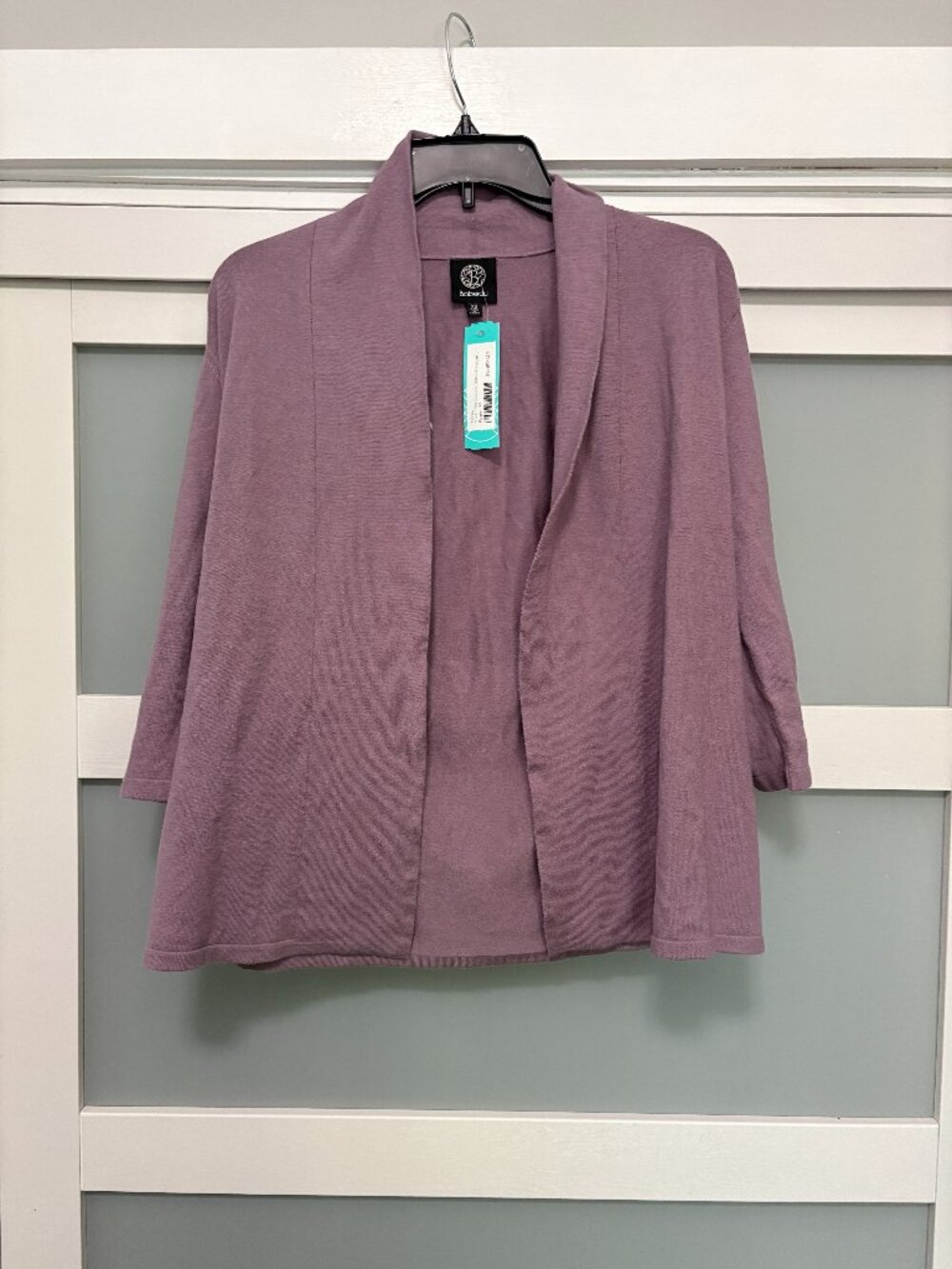 Ladies Bobeau Lavender Purple Cardigan Sweater sz XS Marli 3/4 Sleeve Stitch FIx